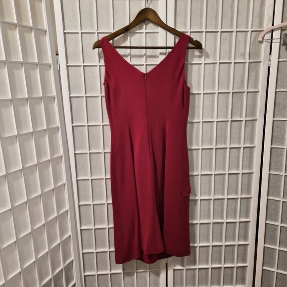 Armani Collezioni Silk Red Ruched Sleeveless Dress Sz 4 - Picture 2 of 9